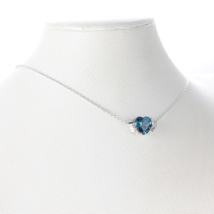 Mar. birthstone heart necklace