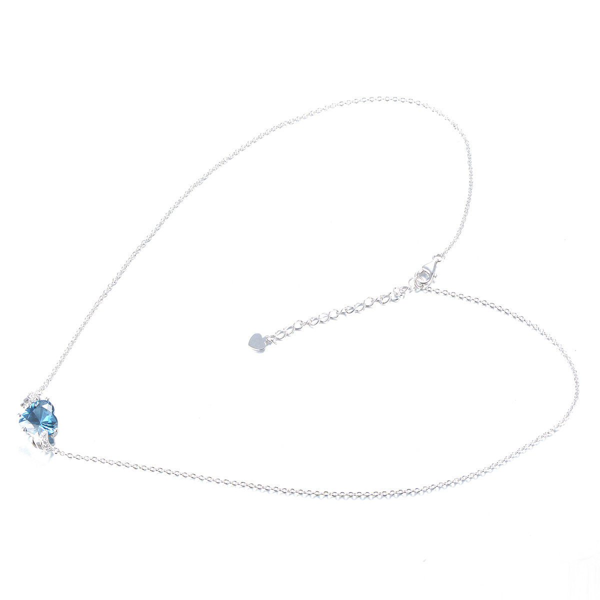 Mar. birthstone heart necklace