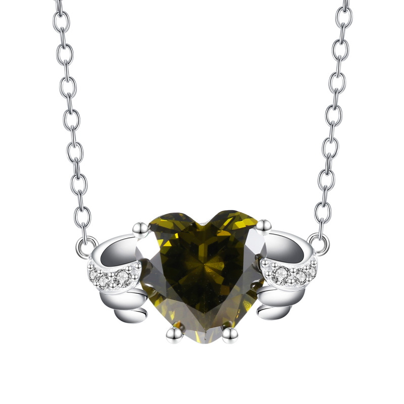Aug. birthstone heart necklace