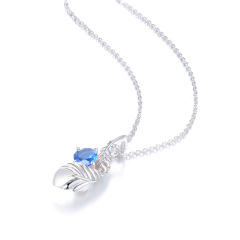 sapphire zircon feather necklace