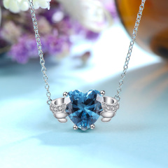 Mar. birthstone heart necklace