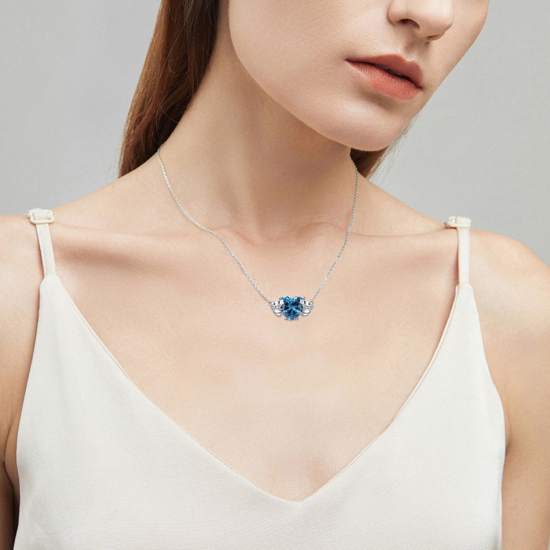Mar. birthstone heart necklace