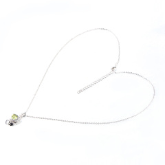olive green zircon feather necklace