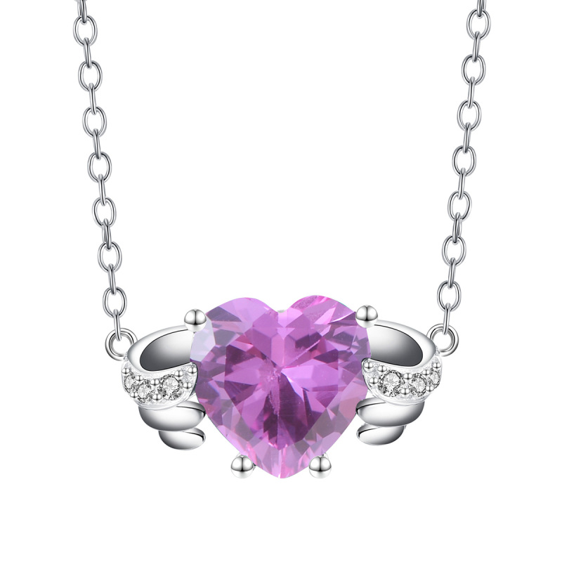 Oct. birthstone heart necklace