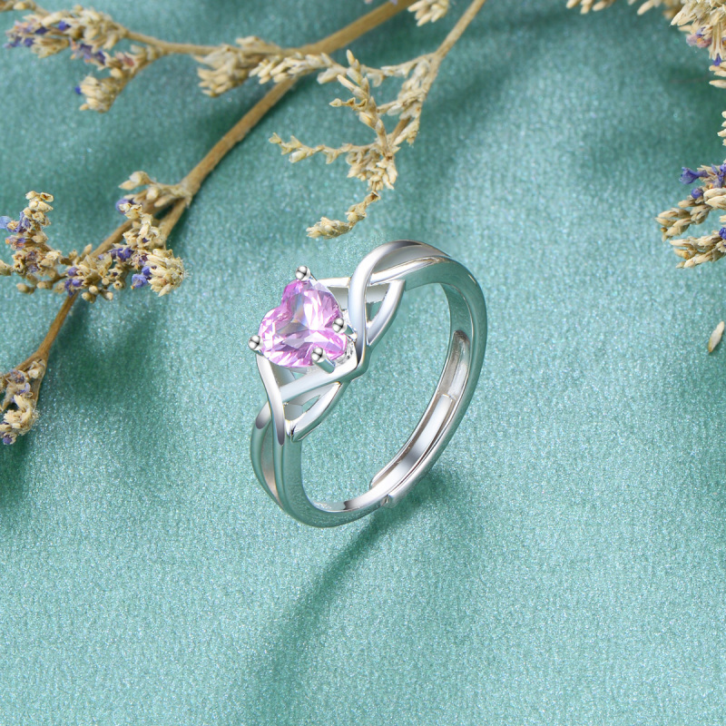 pink heart gemstone ring