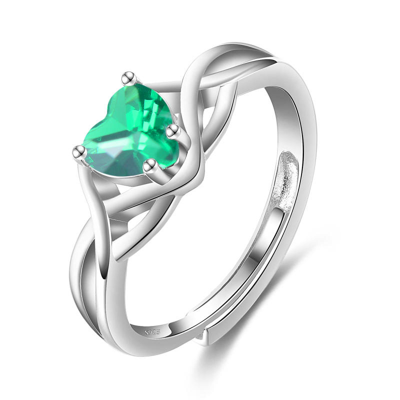 green heart gemstone ring