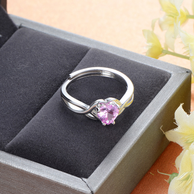 pink heart gemstone ring