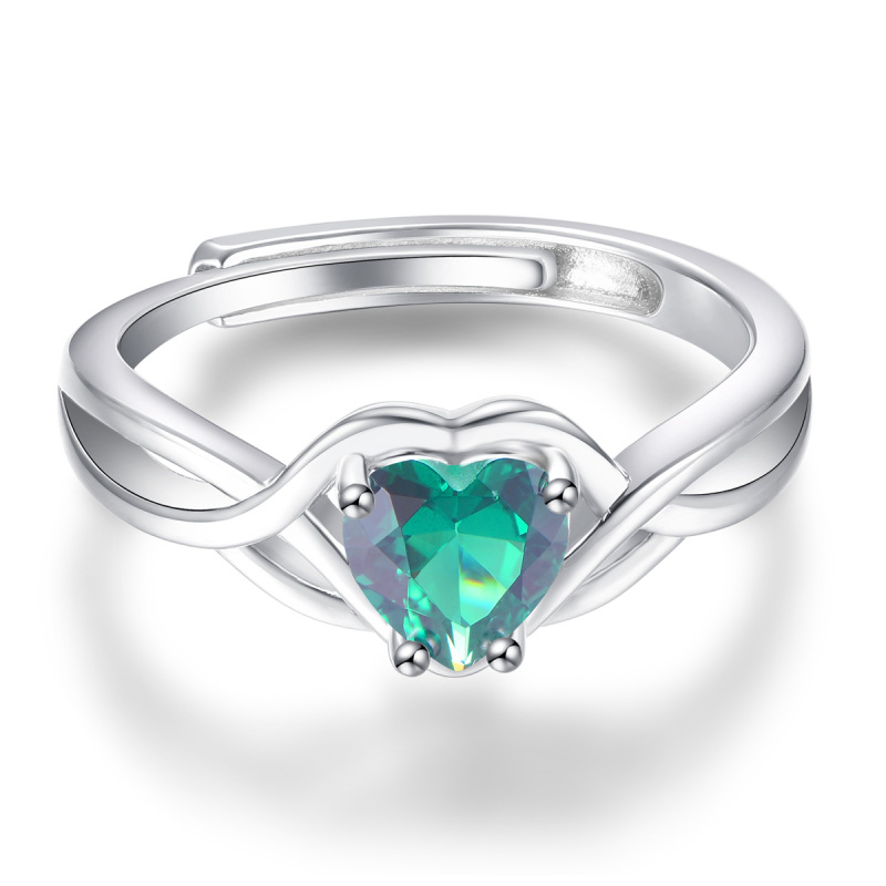 green heart gemstone ring