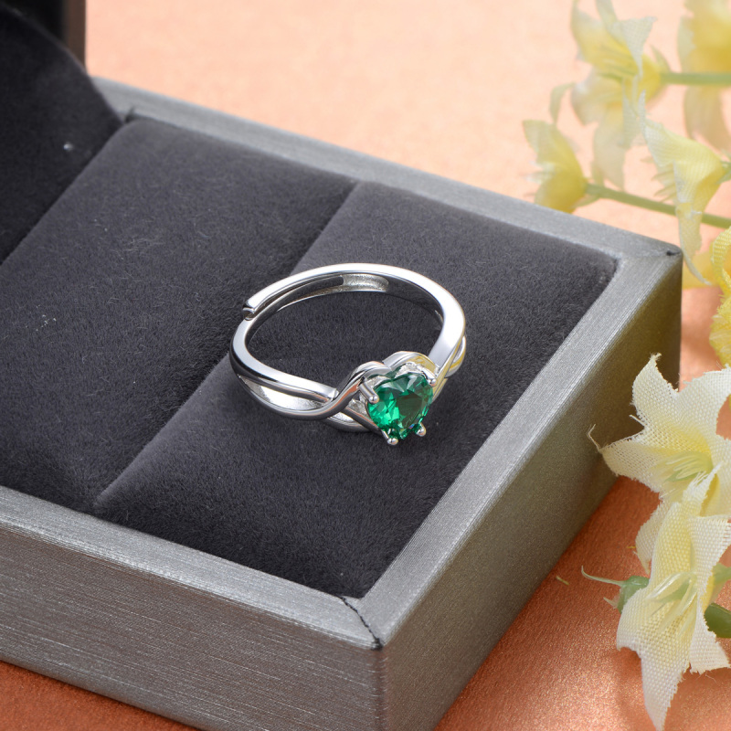 green heart gemstone ring