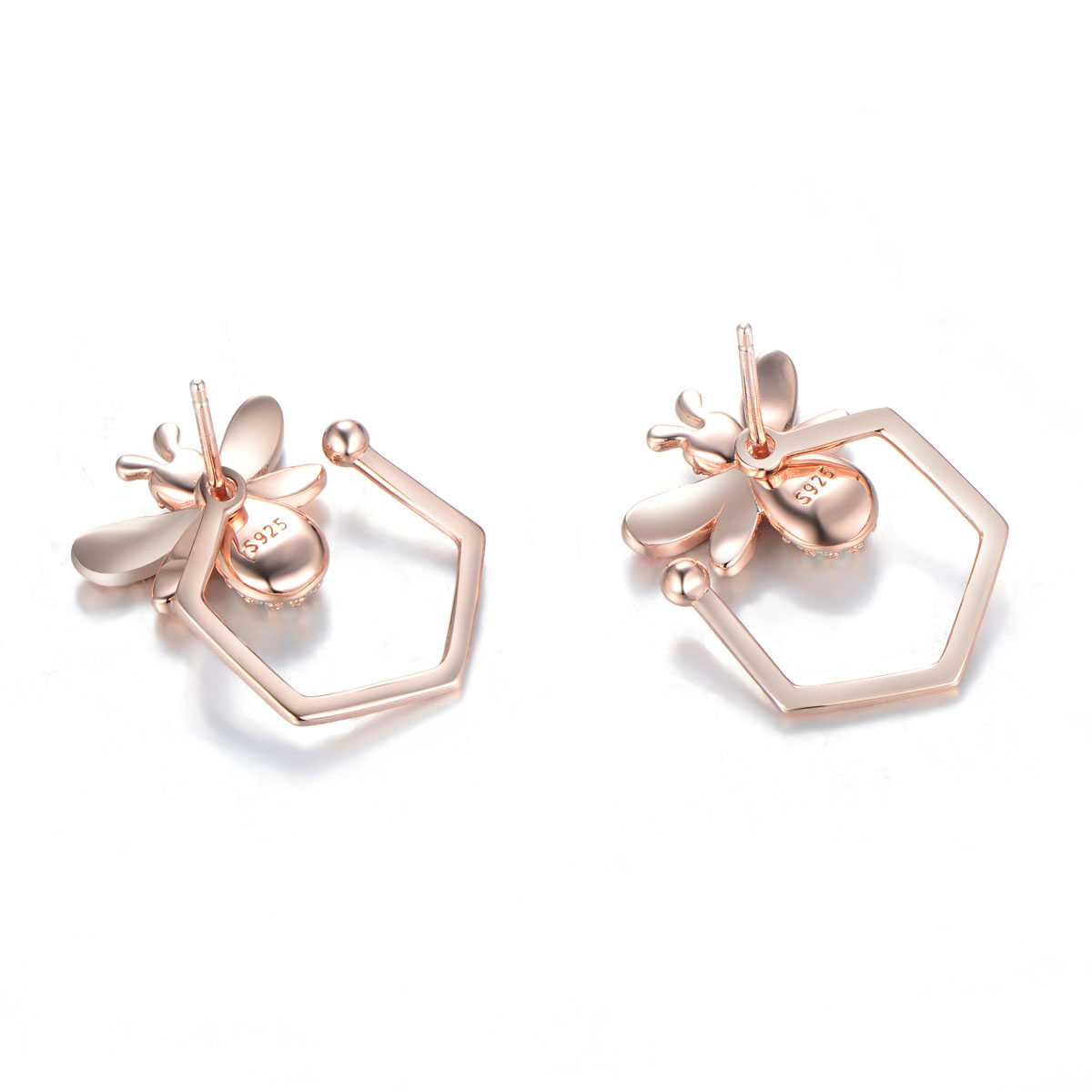 little pink bee studs earrings