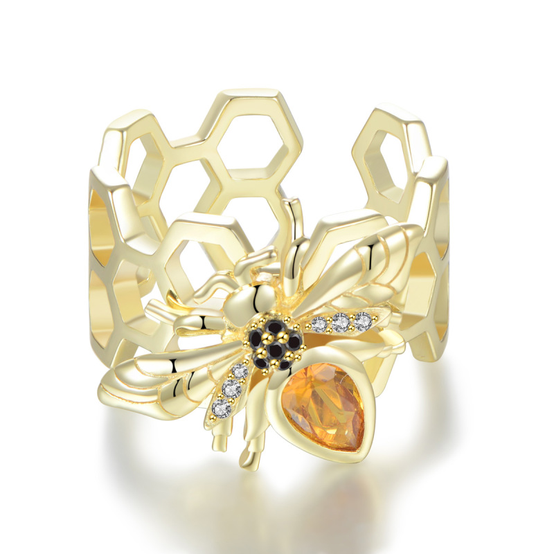 hollow out honeybee open ring