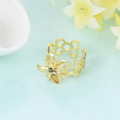 hollow out honeybee open ring