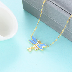 golden dragonfly pendant necklace