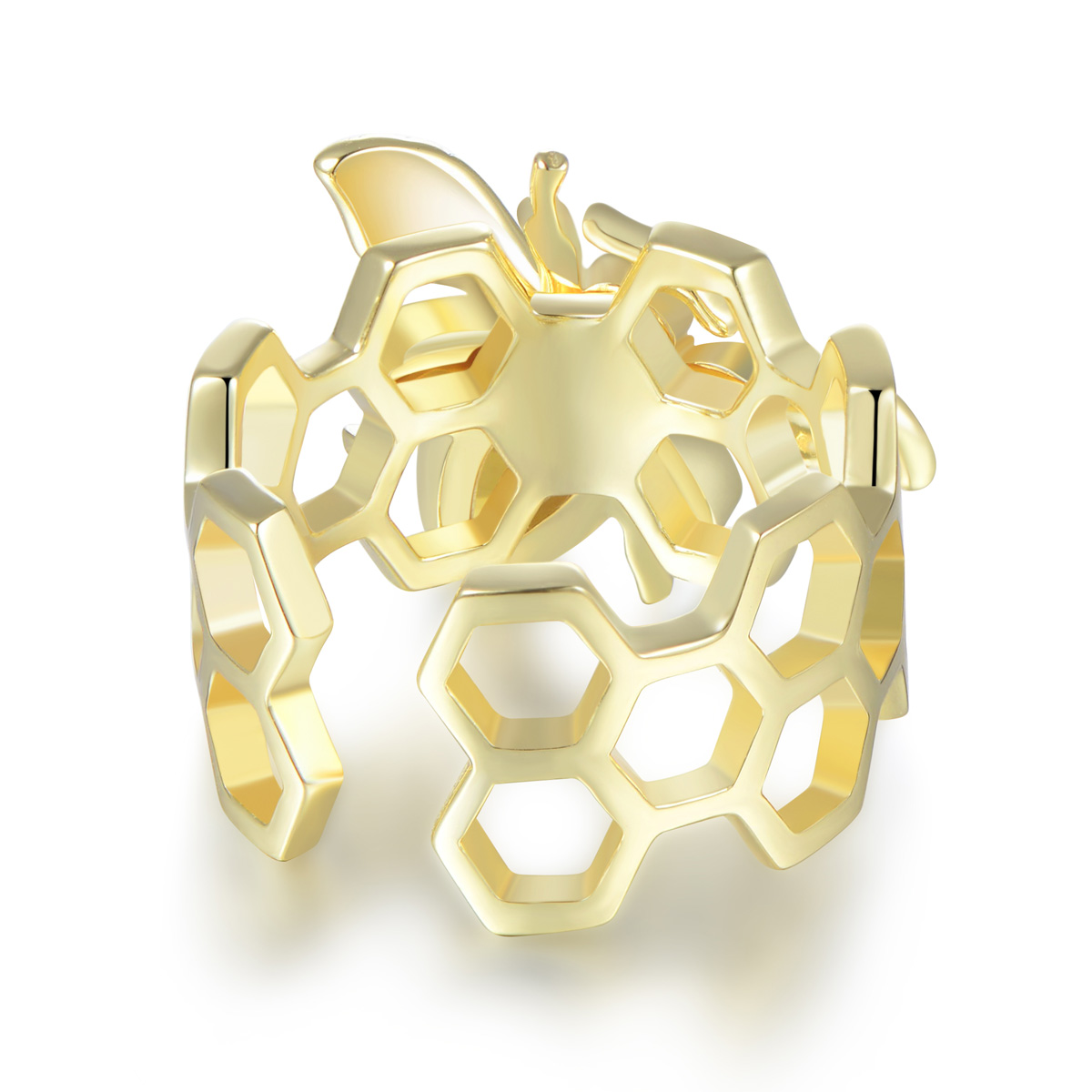 hollow out honeybee open ring
