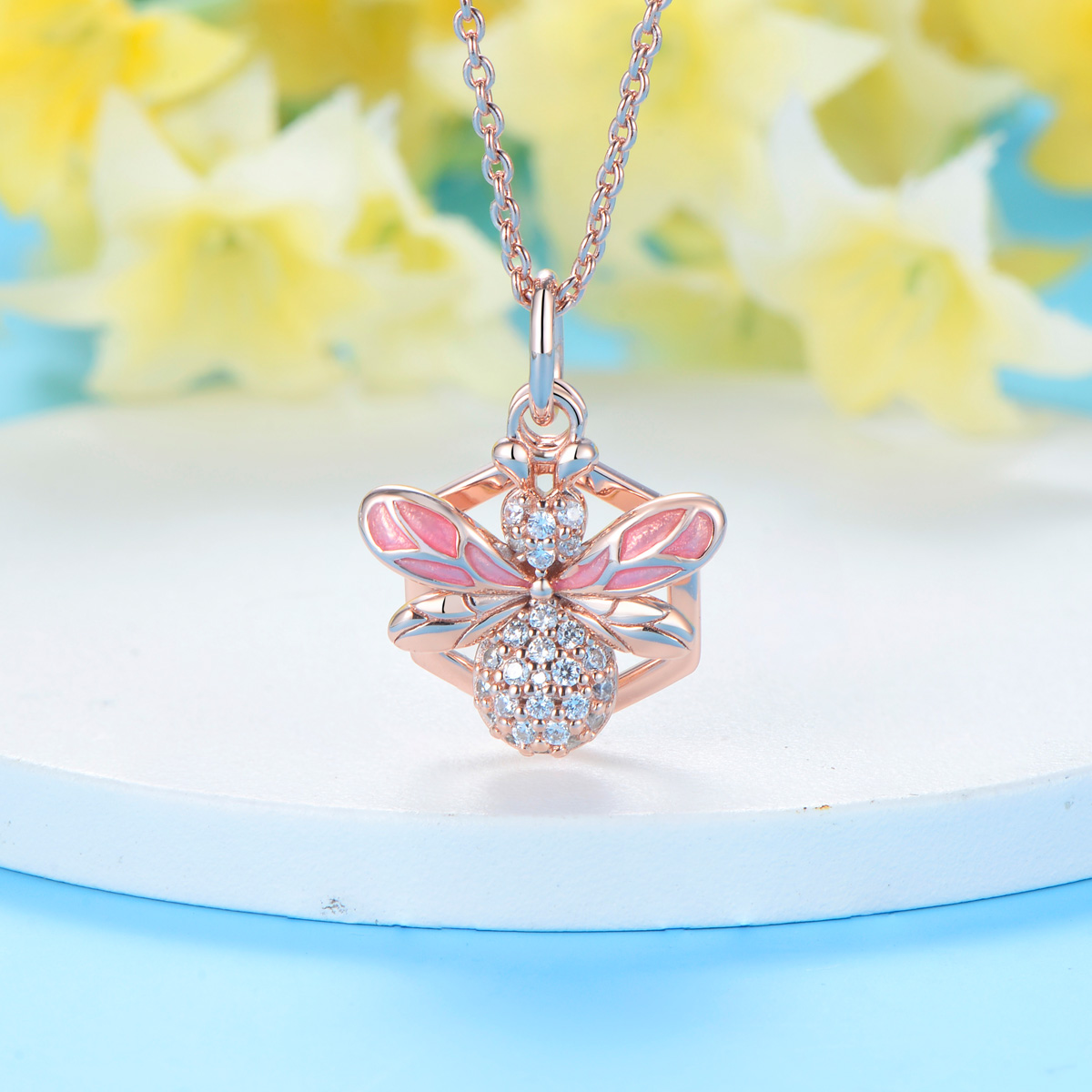 rose gold bee pendant necklace