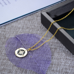 compass rose enamel pendant necklace