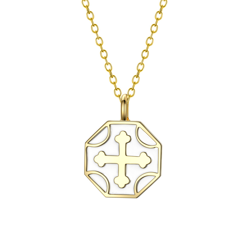 white enamel cross pendant necklace