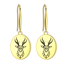 carved deer head hood earrings