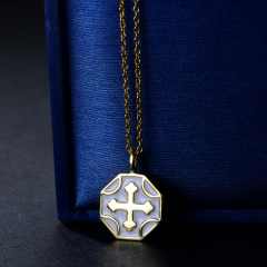 white enamel cross pendant necklace