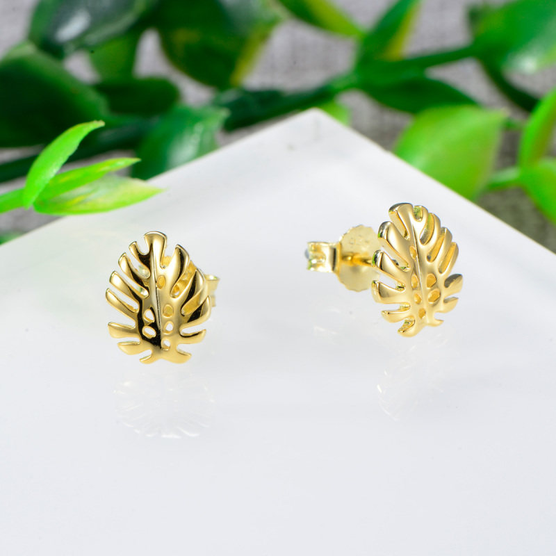 leaf studs earrings