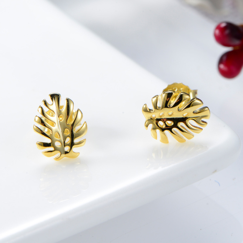 leaf studs earrings