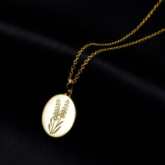 carved lavender pendant necklace