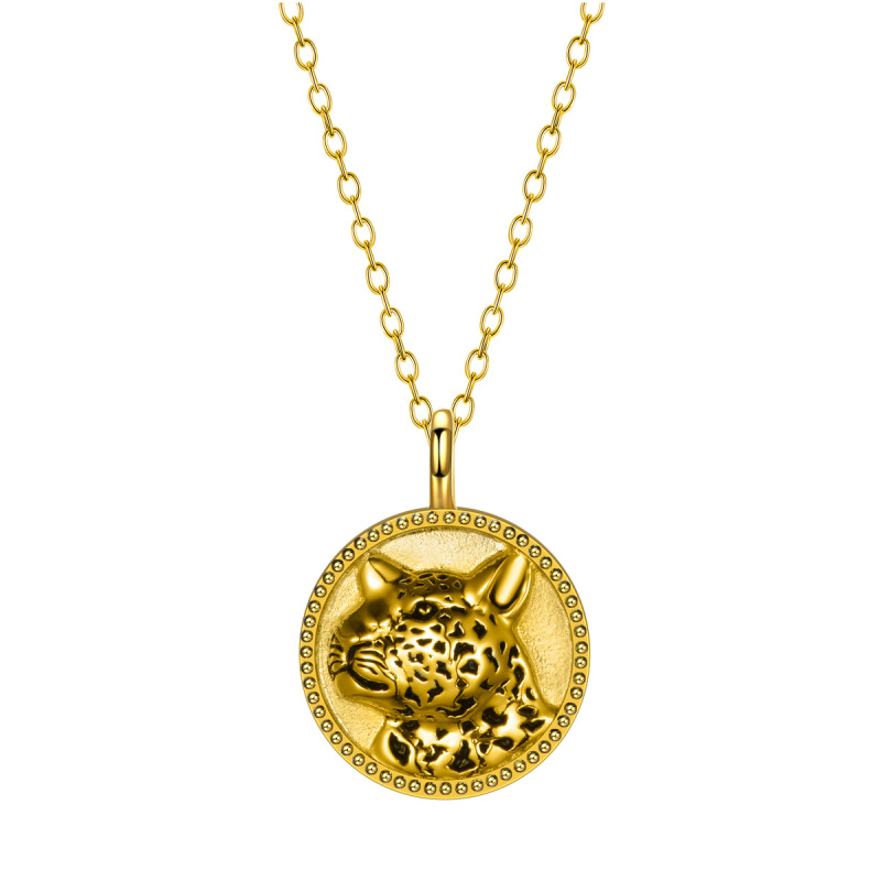 The leopard head coin pendant necklace