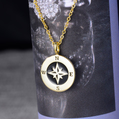 compass rose enamel pendant necklace