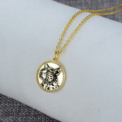 The leopard head coin pendant necklace