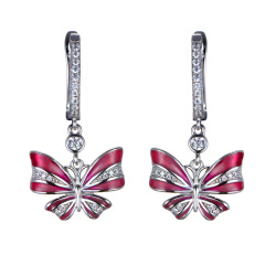 pink enamel butterfly earrings