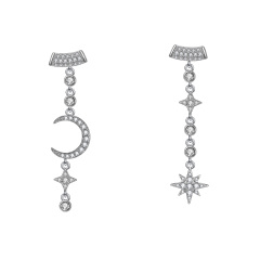 Twinkling star and moon stud earrings