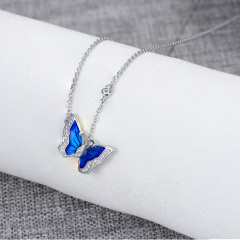 enamel butterfly pendant necklace