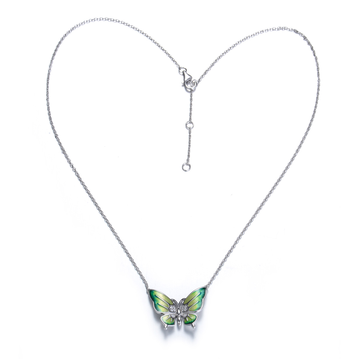 enamel graduate color butterfly necklace