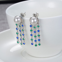 Pearl Star Long Earrings