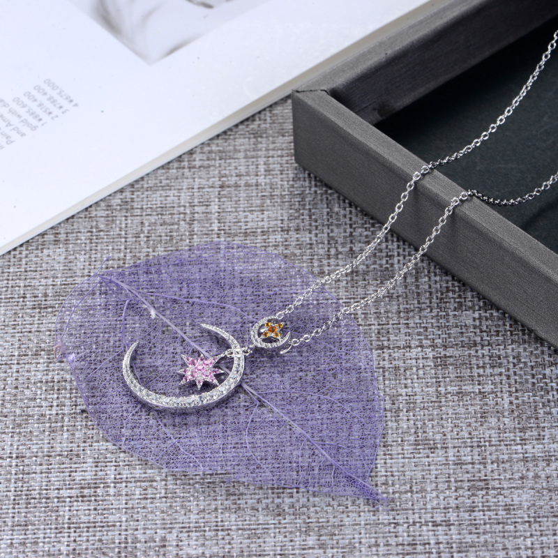 sweet heart star moon necklace