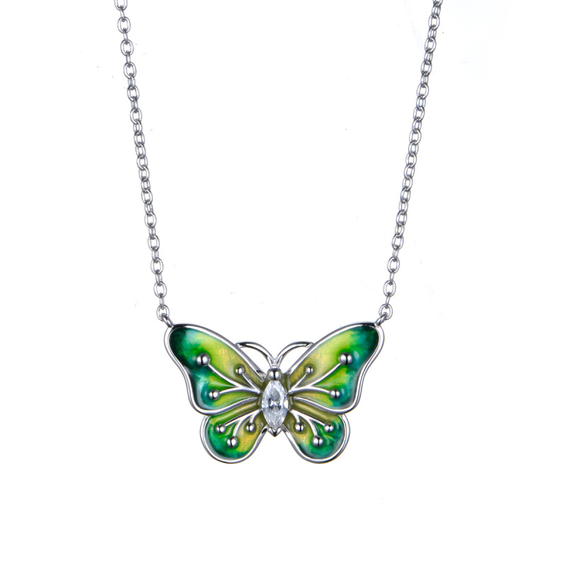 colorful butterfly enamel necklace