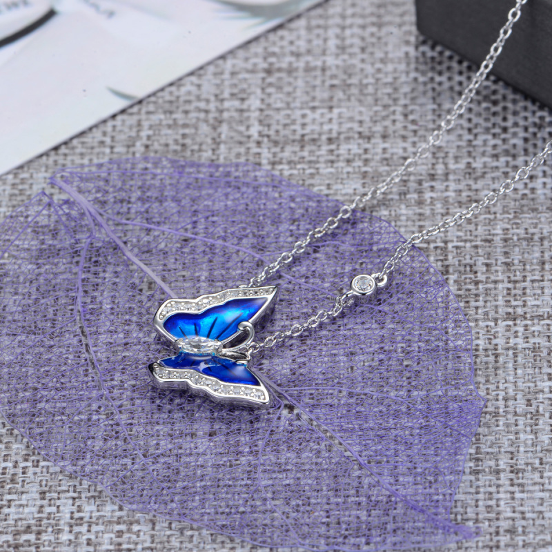 enamel butterfly pendant necklace