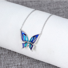 enamel blue butterfly necklace