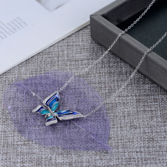 enamel blue butterfly necklace