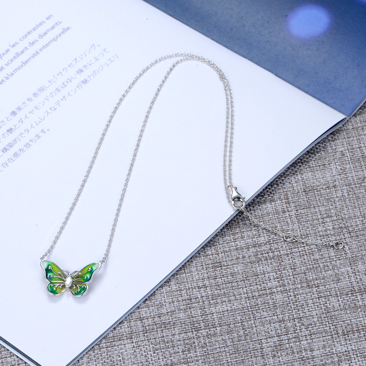 colorful butterfly enamel necklace