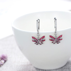 pink enamel butterfly earrings