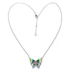 enamel graduate color butterfly necklace