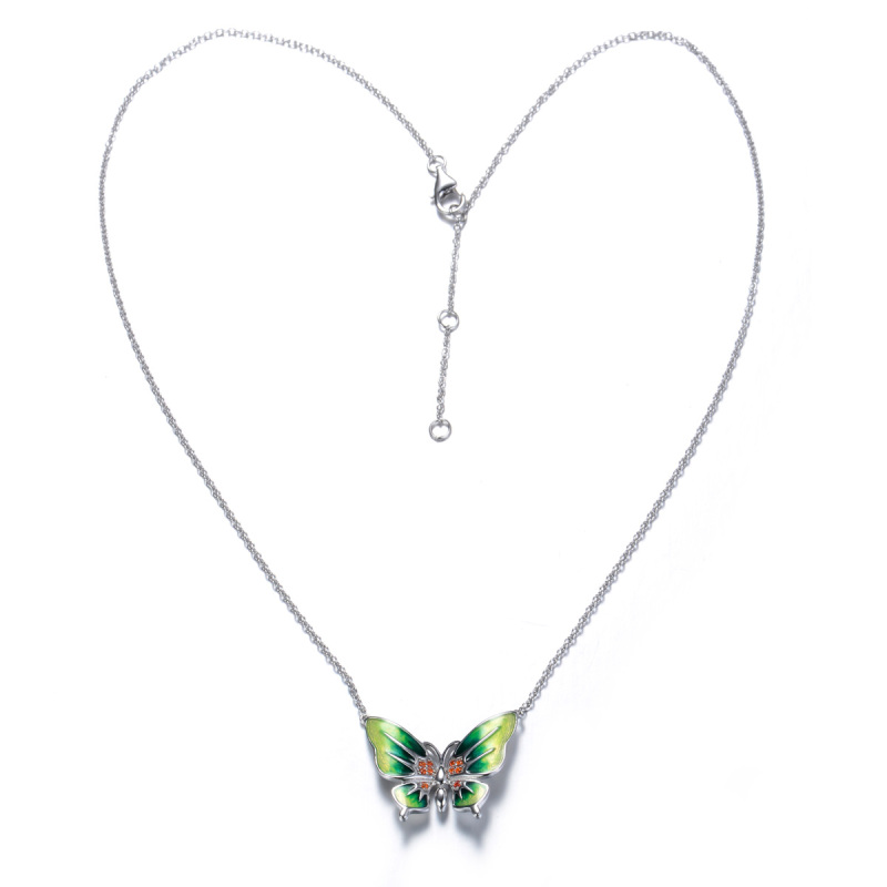 enamel graduate color butterfly necklace