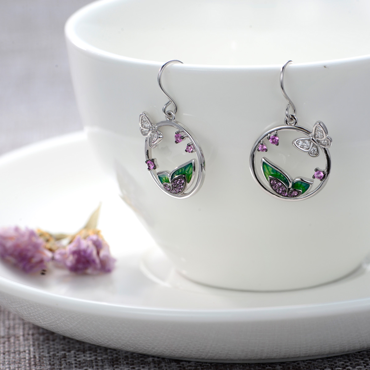 fluttering and dancing butterfly hook earrings