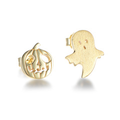 pumpkin head ghost studs earrings