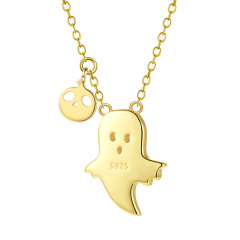 pumpkin head ghost necklace