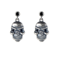 Black skull head studs earrings