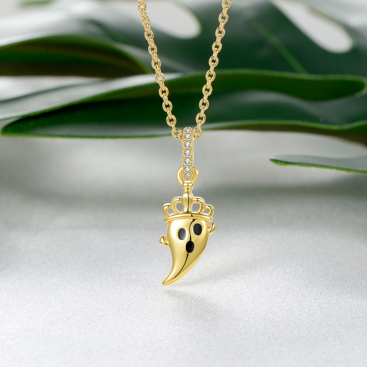 Ghost witch pendant necklace