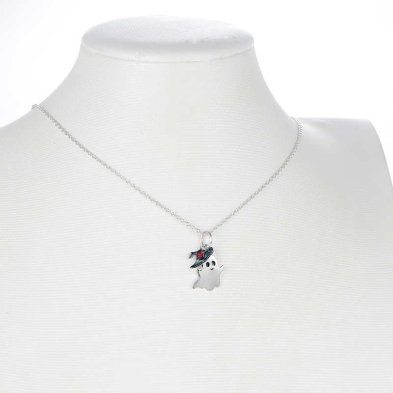 A cute smile ghost pendant necklace