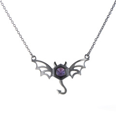 Black Big Bat Studs Necklace